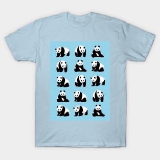 Panda Bear Pattern on Light Blue T-Shirt
